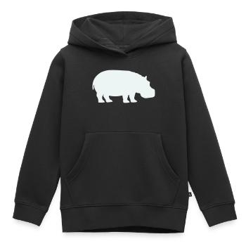 Silhouette de l’hippopotame bleu - Sweat Premium à capuche enfant bio - noir - Devant - AI Model Kid Male (0cm)