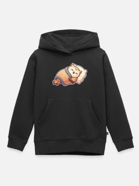 Eule Schlafen - Kinder Premium Organic Hoodie - Schwarz