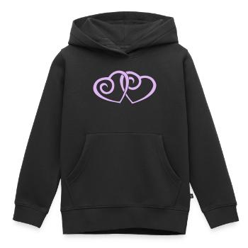 Double Hearts in Love Line Art - Kids Premium Organic Hoodie - black - Front - AI Model Kid Male (0cm)