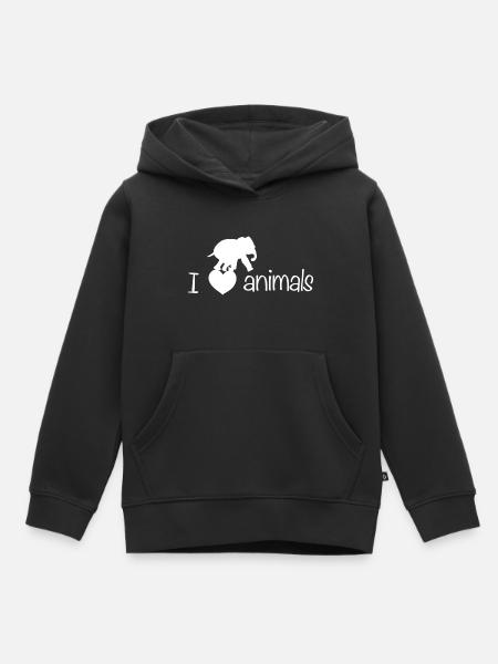 ich liebe tiere elefant tierschutz - Kinder Premium Organic Hoodie - Schwarz