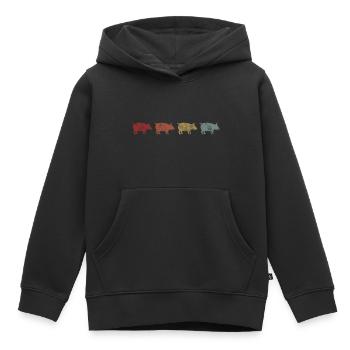 Porcs porcs rétro porc fermier truie eber cochon - Sweat Premium à capuche enfant bio - noir - Devant - AI Model Kid Male (0cm)