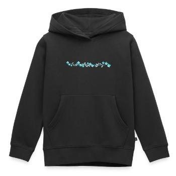 blue flowers flowers shiny stroke line - Kids Premium Organic Hoodie - black - Front - AI Model Kid Male (0cm)