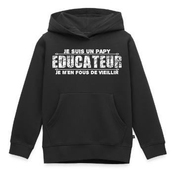 je suis un papy éducateur cadeau de papy - Sweat Premium à capuche enfant bio - noir - Devant - AI Model Kid Male (0cm)