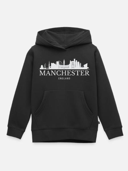 Manchester Skyline, Manchester England - Kinder Premium Organic Hoodie - Schwarz