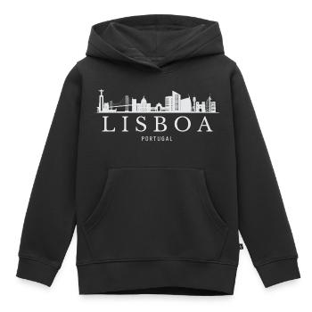 Lissabon, Portugal, Lissabons Skyline - Kinder Premium Organic Hoodie - Schwarz - Vorne - AI Model Kid Male (0cm)