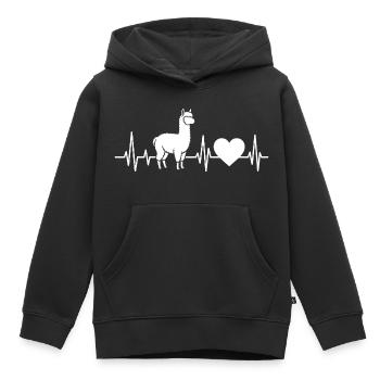 Alpaca Llama Heartbeat Alpaca - Kids Premium Organic Hoodie - black - Front - AI Model Kid Male (0cm)