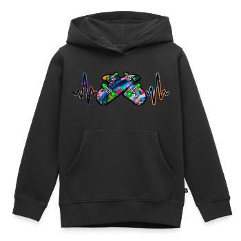 Herzschlag Skater Skateboard Skaten - Kinder Premium Organic Hoodie - Schwarz - Vorne - AI Model Kid Male (0cm)