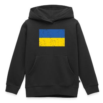 Ukraine Flagge Distressed - Kinder Premium Organic Hoodie - Schwarz - Vorne - AI Model Kid Male (0cm)