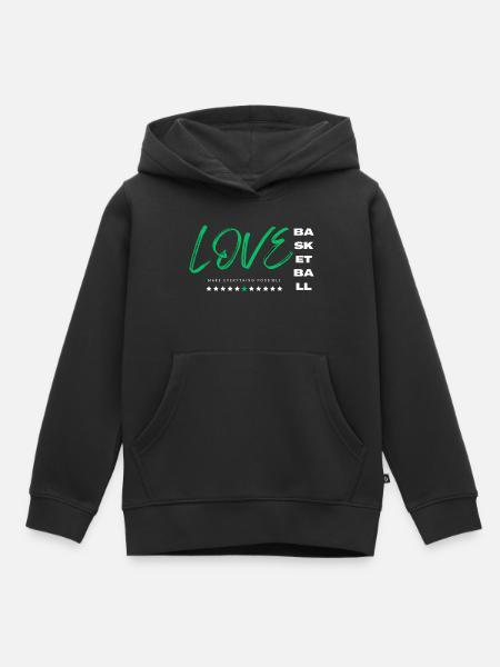 Ich liebe Basketball Grün - Kinder Premium Organic Hoodie - Schwarz