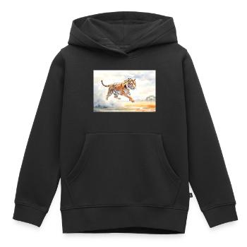 Tiger en action - Sweat Premium à capuche enfant bio - noir - Devant - AI Model Kid Male (0cm)