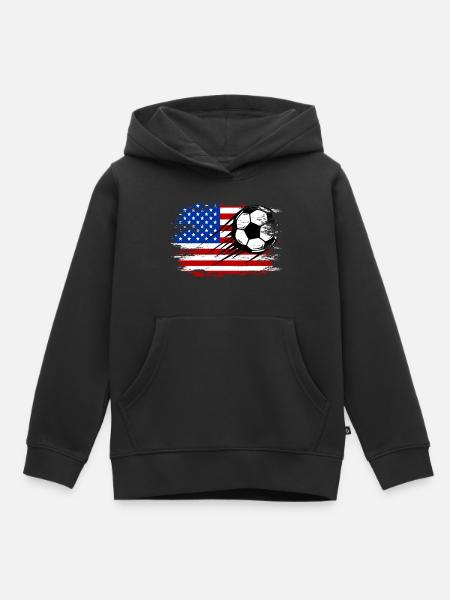 Football drapeau américain utilisé - Sweat Premium à capuche enfant bio - noir