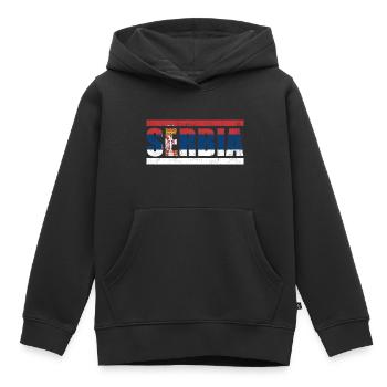 Serbien - Kinder Premium Organic Hoodie - Schwarz - Vorne - AI Model Kid Male (0cm)