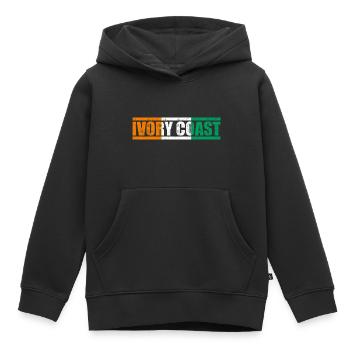 Côte d’Ivoire - Sweat Premium à capuche enfant bio - noir - Devant - AI Model Kid Male (0cm)