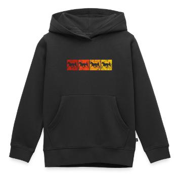 Trotteur trotter dans un style rétro ou vintage - Sweat Premium à capuche enfant bio - noir - Devant - AI Model Kid Male (0cm)