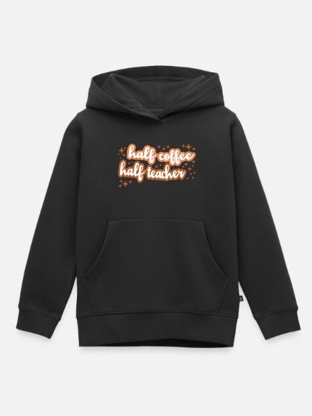 Vintage Half Koffie Half Leraar Grappige Leraar - Kinder Premium hoodie biologisch - zwart
