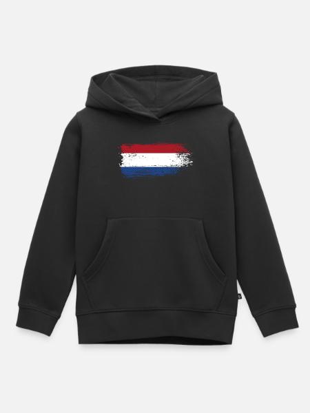 Pinselstrich Holländische Trikolore - Kinder Premium Organic Hoodie - Schwarz