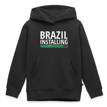 Brazil Flag Brazilian Flag South America - Kids Premium Organic Hoodie - black - Front - AI Model Kid Male (0cm)