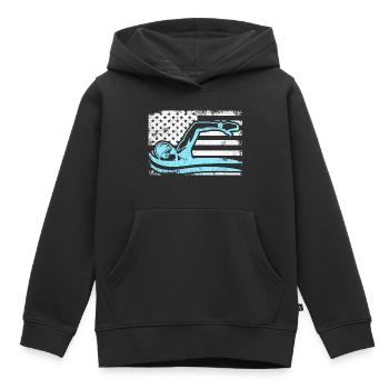 Patriotischer Schwimmer - Kinder Premium Organic Hoodie - Schwarz - Vorne - AI Model Kid Male (0cm)