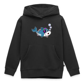 Dolphin Headphones Musique - Sweat Premium à capuche enfant bio - noir - Devant - AI Model Kid Male (0cm)