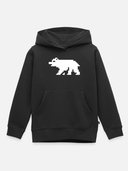 8bit pixel bär - Kinder Premium Organic Hoodie - Schwarz