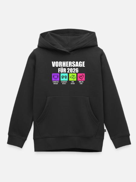 Bald Mama VORHERSAGE 2026 Lustiges - Kinder Premium Organic Hoodie - Schwarz