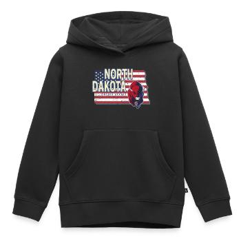 Dakota du Nord États-Unis Vintage Design - Sweat Premium à capuche enfant bio - noir - Devant - AI Model Kid Male (0cm)