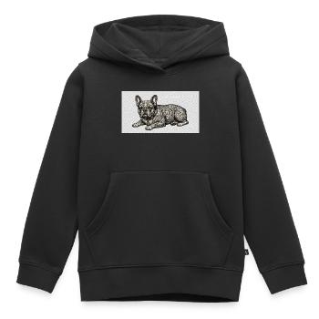Ornate Bulldog Tattoo Pattern - Kids Premium Organic Hoodie - black - Front - AI Model Kid Male (0cm)