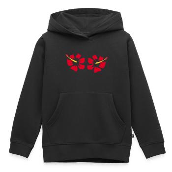 Blume rot rote Blumen rot rote Blumen Hibiskus - Kinder Premium Organic Hoodie - Schwarz - Vorne - AI Model Kid Male (0cm)