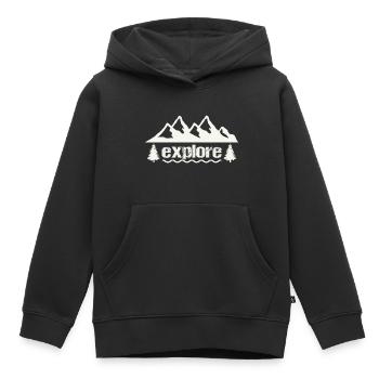 explorer - Sweat Premium à capuche enfant bio - noir - Devant - AI Model Kid Male (0cm)