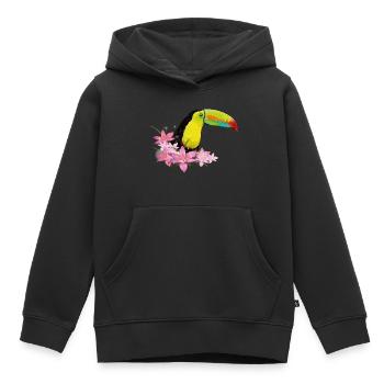 Green-billed toucan - Kids Premium Organic Hoodie - black - Front - AI Model Kid Male (0cm)