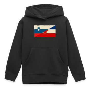 Drapeau vintage Slovénie et Yougoslavie - Sweat Premium à capuche enfant bio - noir - Devant - AI Model Kid Male (0cm)