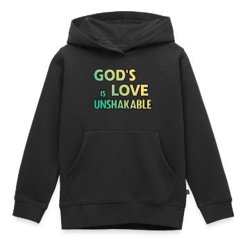 Glaube: Gottes Liebe ist unerschütterlich - Kinder Premium Organic Hoodie - Schwarz - Vorne - AI Model Kid Male (0cm)