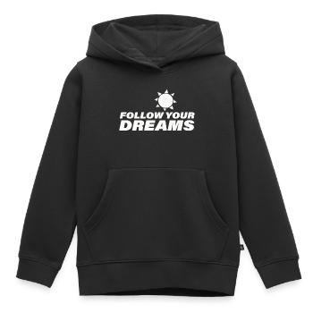 FOLLOW YOUR DREAMS - Kids Premium Organic Hoodie - black - Front - AI Model Kid Male (0cm)
