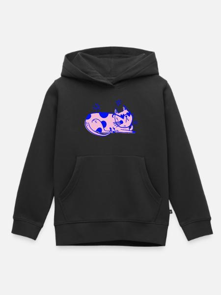 Gatto alla moda - Vibrazioni retrò rilassate - Felpa Premium con cappuccio bambino bio - nero