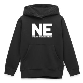 NE? Cool rejection shirt with a clear message - Kids Premium Organic Hoodie - black - Front - AI Model Kid Male (0cm)