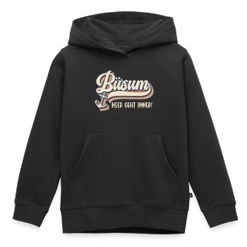 Vacances à la mer du Nord LA MER DEVIENT TOUJOURS DRÔLE - Sweat Premium à capuche enfant bio - noir - Devant - AI Model Kid Male (0cm)