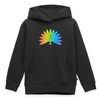 Mehrfarbiger Pfau - Kinder Premium Organic Hoodie - Schwarz - Vorne - AI Model Kid Male (0cm)