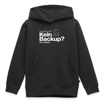 Backup Warning: Data Safety - Kids Premium Organic Hoodie - black - Front - AI Model Kid Male (0cm)