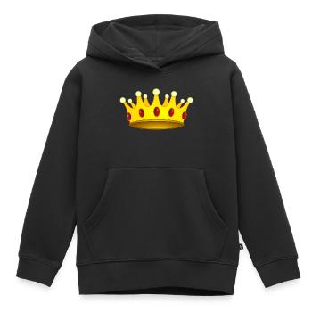 Couronne pour roi ou reine - Sweat Premium à capuche enfant bio - noir - Devant - AI Model Kid Male (0cm)