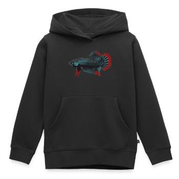 Poisson de combat pacifique (Imbellis) - Sweat Premium à capuche enfant bio - noir - Devant - AI Model Kid Male (0cm)