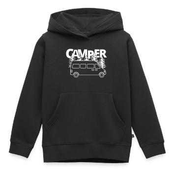 Caravane caravane caravane sort camper bus - Sweat Premium à capuche enfant bio - noir - Devant - AI Model Kid Male (0cm)