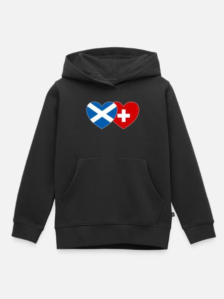 Schottland Schweiz Flagge Herz - Kinder Premium Organic Hoodie - Schwarz