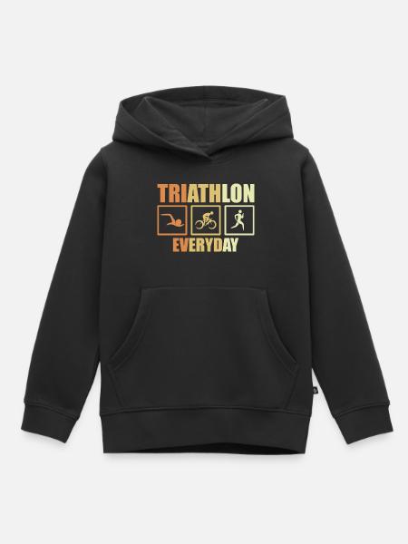Routine de triathlon à vélo - Sweat Premium à capuche enfant bio - noir