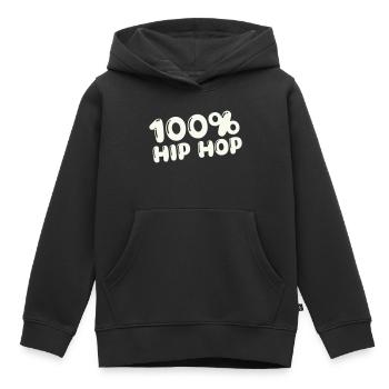 100,-_hip_hop- - Sweat Premium à capuche enfant bio - noir - Devant - AI Model Kid Male (0cm)