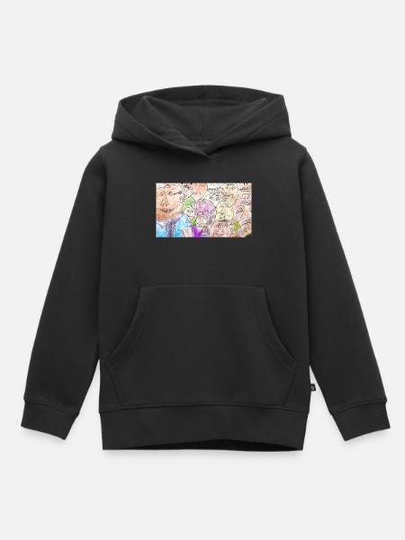 Gesichtermeer Collage: Bunte Vielfalt - Kinder Premium Organic Hoodie - Schwarz
