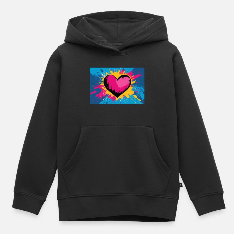 Amour de coeur dans le Style abstrait Pop Art Graffiti - Sweat Premium à capuche enfant bio - noir