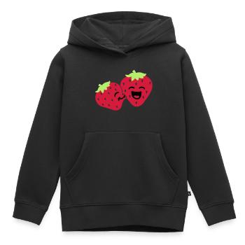 strawberry kiss - Kinder Premium hoodie biologisch - zwart - Voor - AI Model Kid Male (0cm)