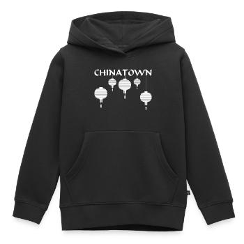 Chinatown Lantern Chine - Sweat Premium à capuche enfant bio - noir - Devant - AI Model Kid Male (0cm)