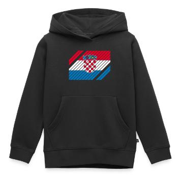 Drapeau national de Croatie - rayé - Sweat Premium à capuche enfant bio - noir - Devant - AI Model Kid Male (0cm)