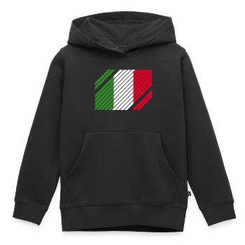 Drapeau national de l'Italie - rayé - Sweat Premium à capuche enfant bio - noir - Devant - AI Model Kid Male (0cm)